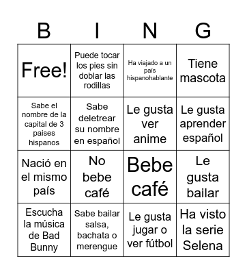 SPA117 Bingo Card