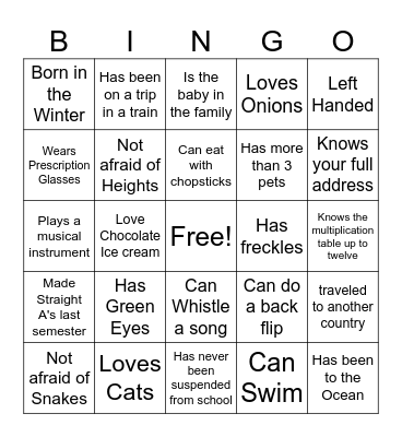 This Is Me Bingo Card