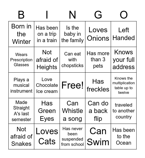 This Is Me Bingo Card