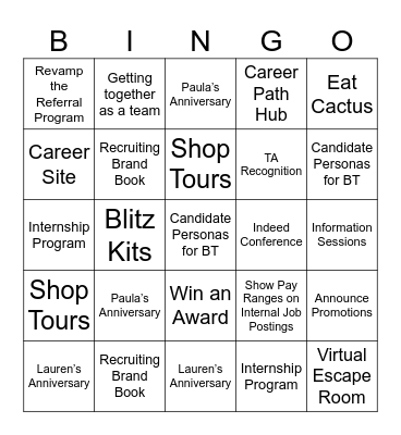 2026 TA Ops Bingo Card