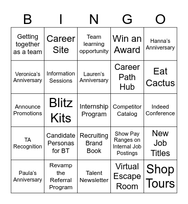 2026 TA Ops Bingo Card