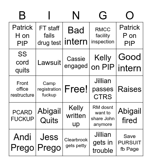 NWSRA 2026 Bingo Card
