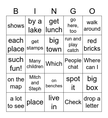 Which Way on the Map? Bingo Card