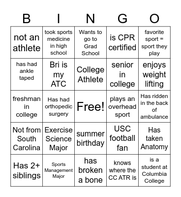 People Bingo Card