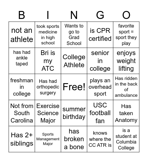 People Bingo Card