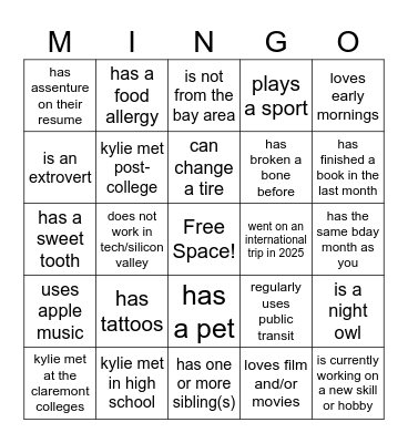 find someone who... Bingo Card