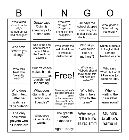 "Monday" Bingo -- 10 Points All Taks Bingo Card