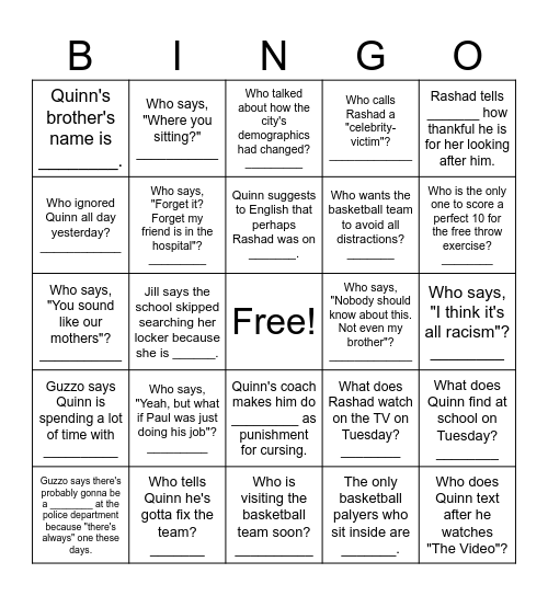 "Monday" Bingo -- 10 Points All Taks Bingo Card