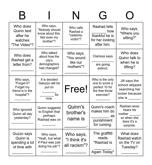 "Monday" Bingo -- 10 Points All Taks Bingo Card