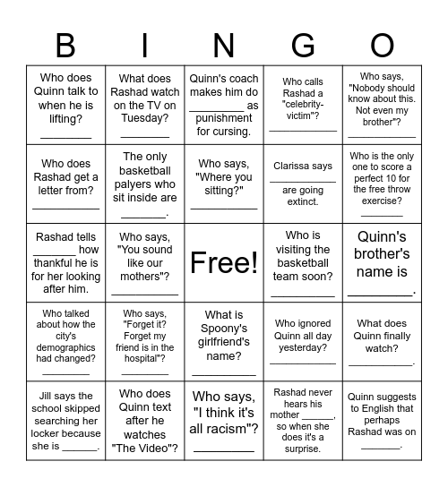 "Monday" Bingo -- 10 Points All Taks Bingo Card