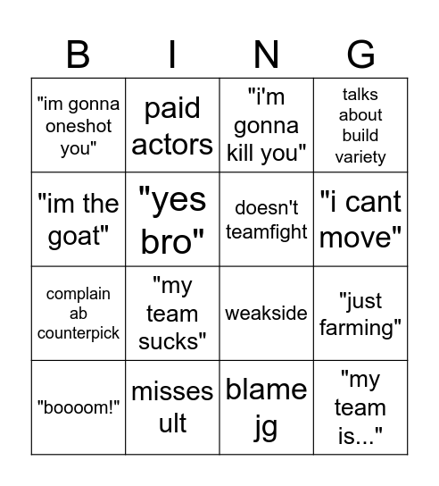 Nolo Bingo Card