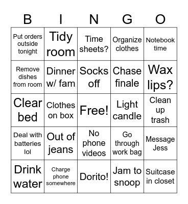 Feel good bingo Card