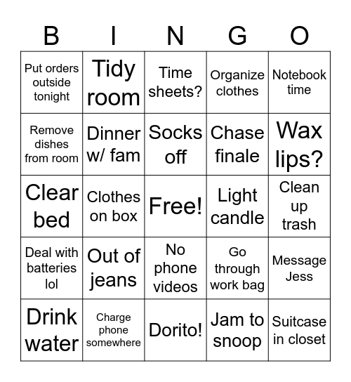 Feel good bingo Card