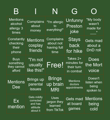 adele bingo: camping edition Bingo Card