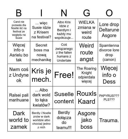 Chap 5 predicitions Chunka Bingo Card