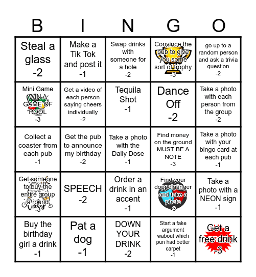 THE DAILY DOSE OF PUB GOLF Bingo Card