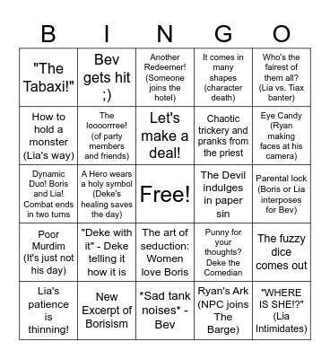 Chain's of Asmodeus Bingo Card