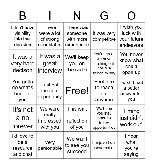 Why They're Passing On Me 2026 Bingo Card