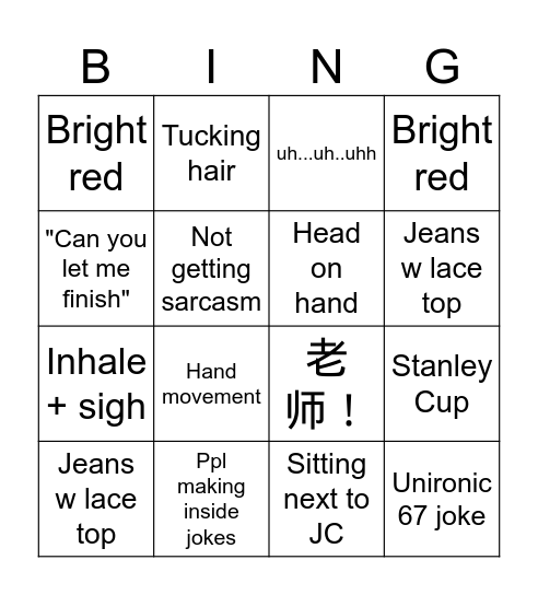 Bagels Bingo Card