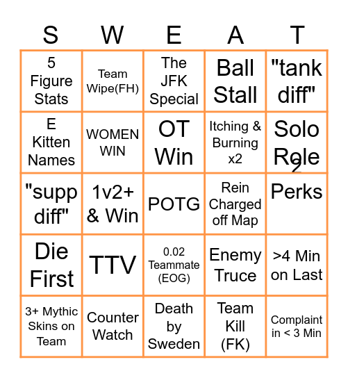 Knockout Bingo Card
