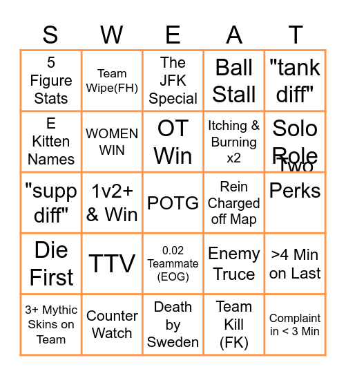 Knockout Bingo Card