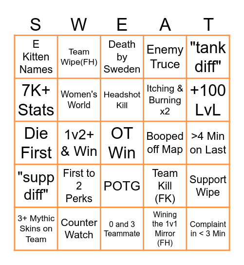 Knockout Bingo Card