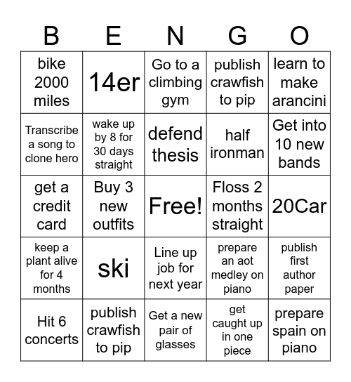 2026 Bingo Card