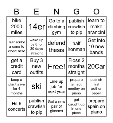 2026 Bingo Card