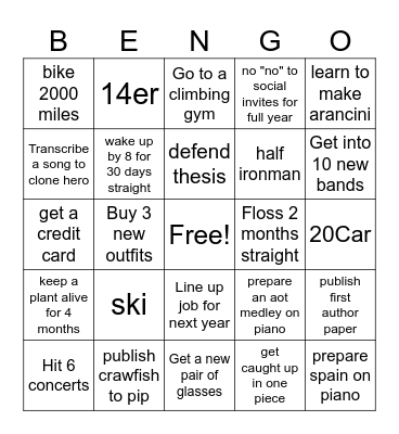 2026 Bingo Card