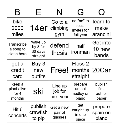 2026 Bingo Card