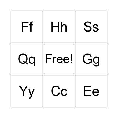 Alphabet Bingo Card