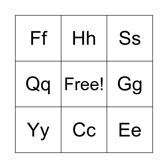 Alphabet Bingo Card