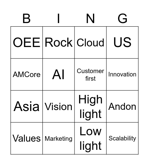 2026 Kickoff Bingo Card