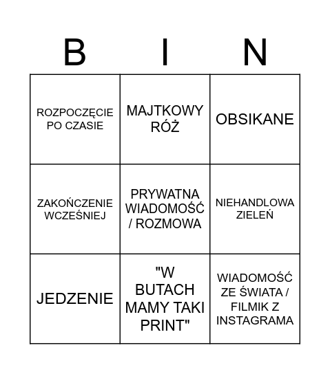 MSM BINGO Card