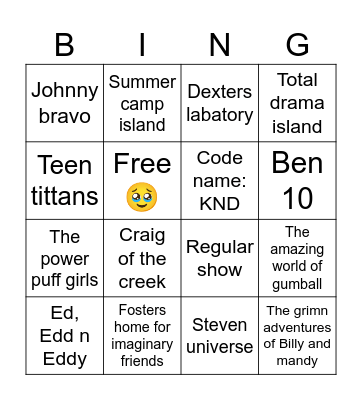 Cartoon network bingo Card