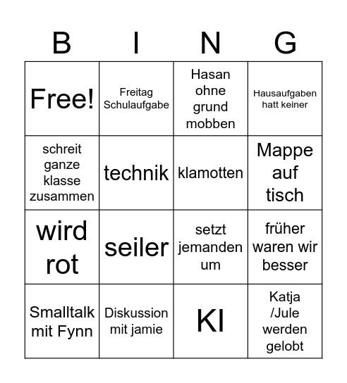 Herr Effing Bingo Card