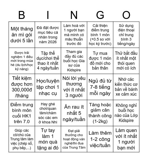 Năm 2025 mình đã làm gì? Bingo Card