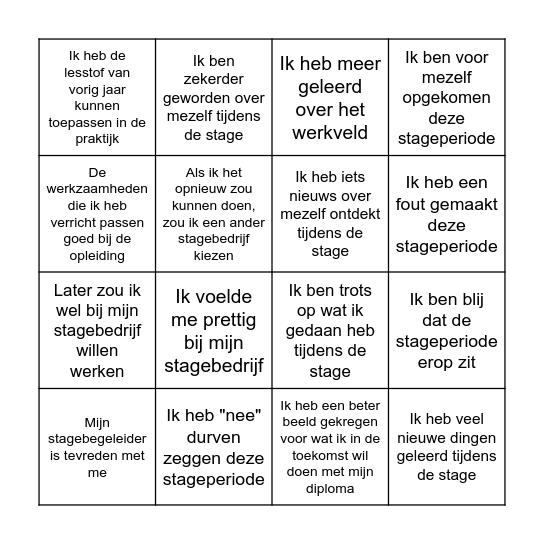 Stage Bingo! Bingo Card