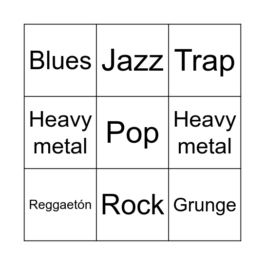 Músicas populares urbanas Bingo Card