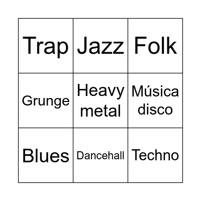 Músicas populares urbanas Bingo Card