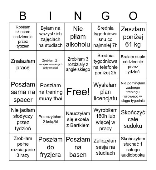 Styczeń 2026 Bingo Card