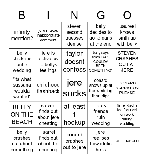 FORGOT EPISODE NAME TSITP Bingo Card