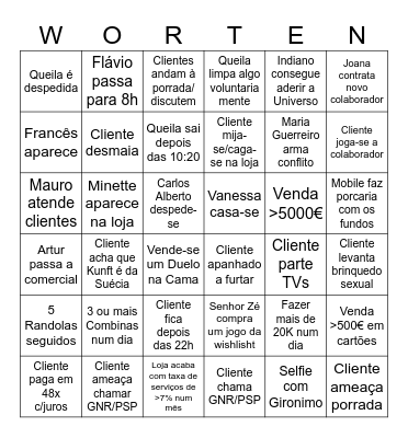 Bingo Worten Loulé Bingo Card