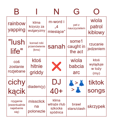 studniówka Bingo Card