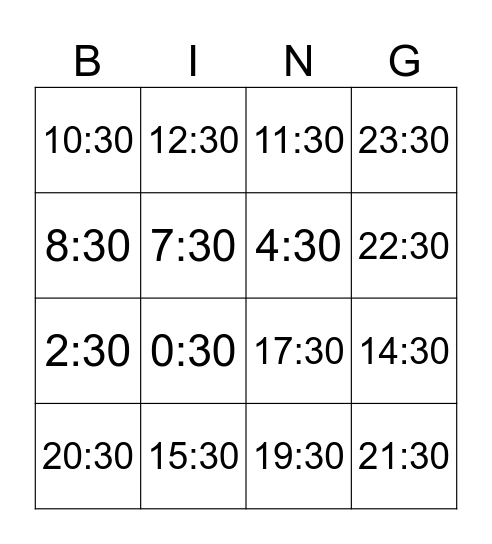 Klok Bingo Card