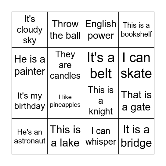 Secret sentences Bingo Card
