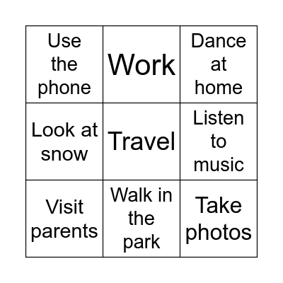 Winter Holidays Bingo 1 Bingo Card