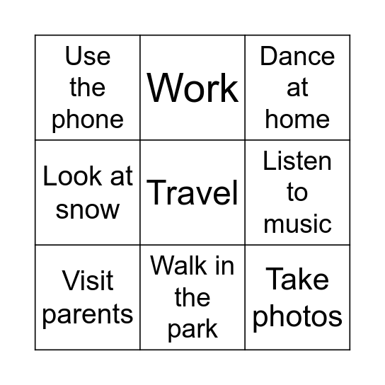 Winter Holidays Bingo 1 Bingo Card