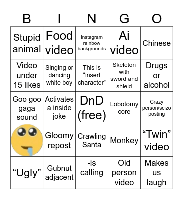 Tickle town instagram bingo Card