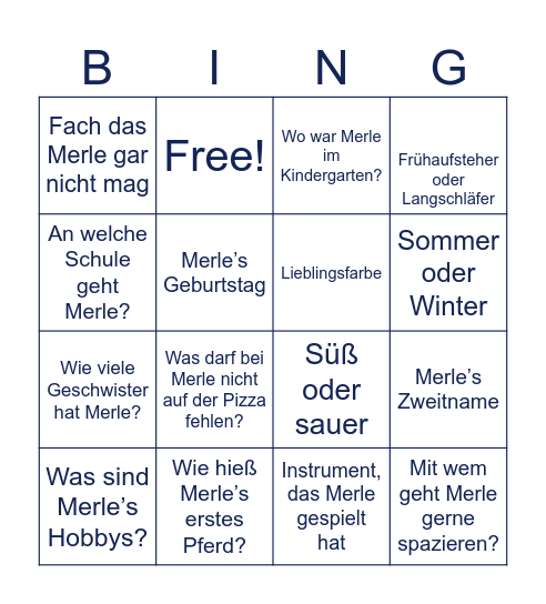 Merle‘s Bingo Card